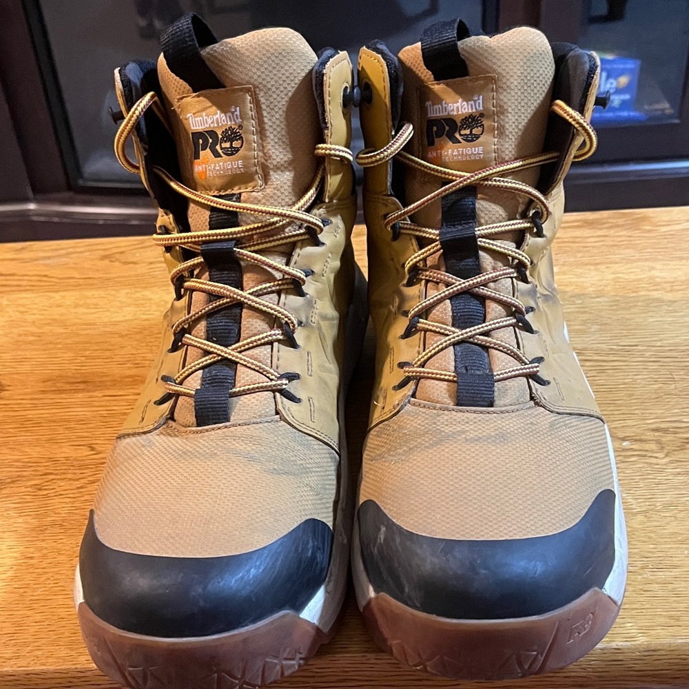 Timberland PRO Men's Brown and Black Work Boots with composite toe.